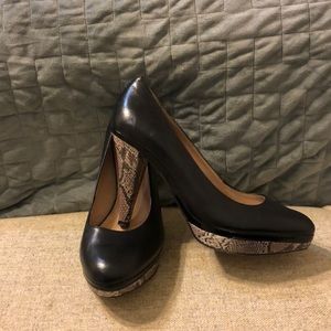 Black and Snakeskin Pumps